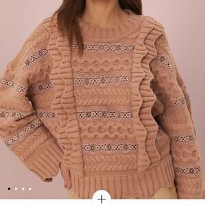 NWT Farm Rio Blush Pink Creamy Wavy Cable Knit Sweater in XS - Sold Out Style
